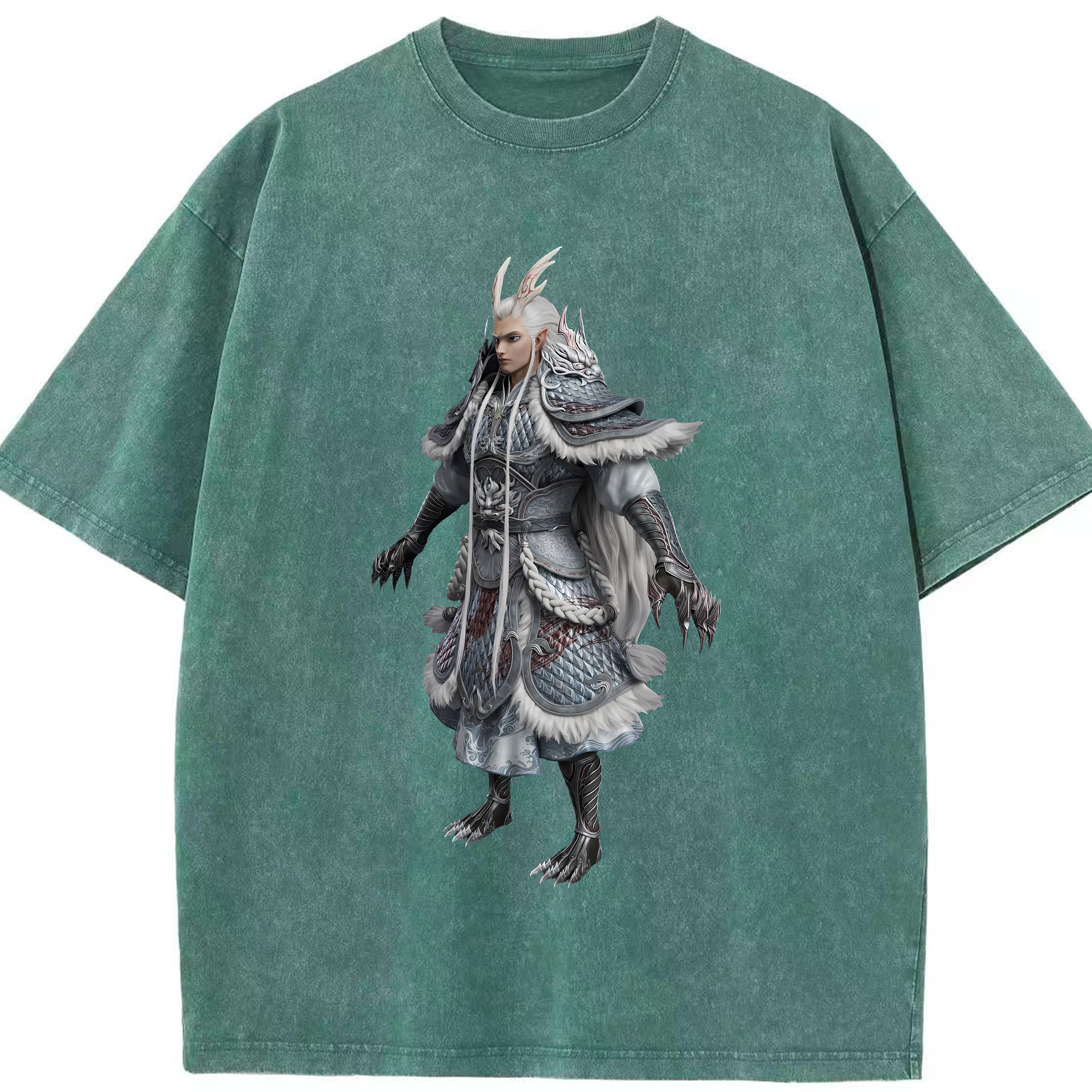 （画像用） Ne Zha 2 ナタ 魔童の大暴れ 綿100% ヴィンテージ風 半袖Tシャツ（フロントプリント）